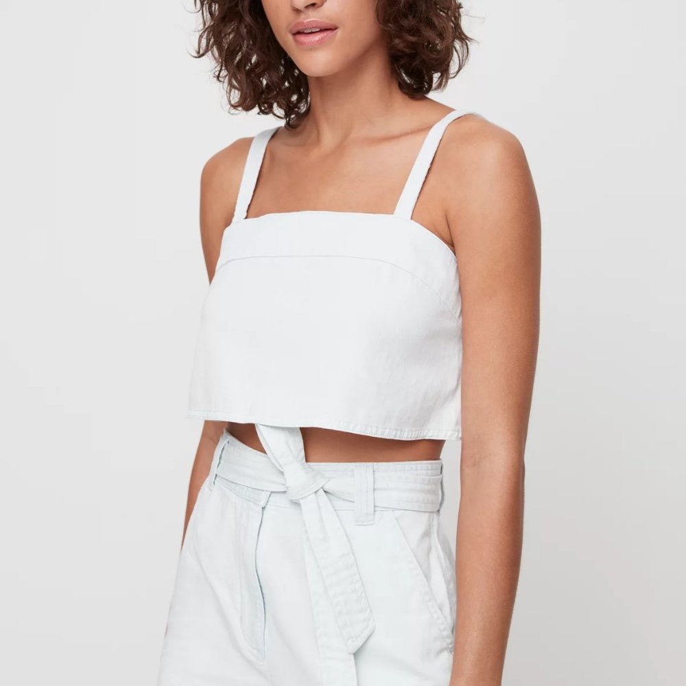 Aritzia Wilfred Free Pasha Cropped Tank Top (light denim-white)